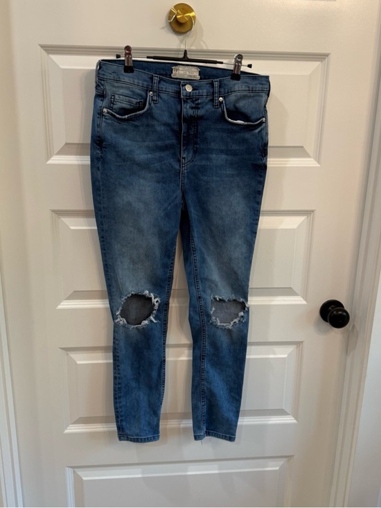 Free People Denim - Free People High Rise Distressed Knee Skinny Jeans 90s Vintage Y2K Blue